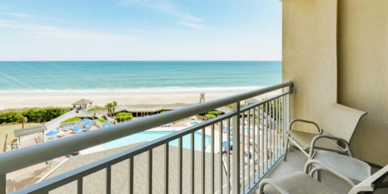 Beach view from hotel balcony